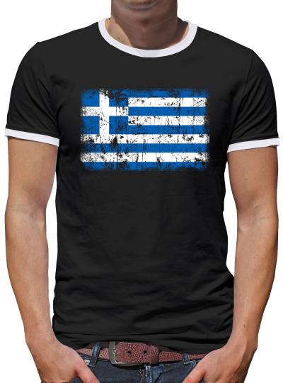 Griechenland Vintage Flagge Fahne Kontrast T-Shirt Herren 