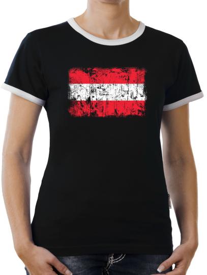 TLM Österreich Vintage Flagge Fahne Kontrast T-Shirt Damen 