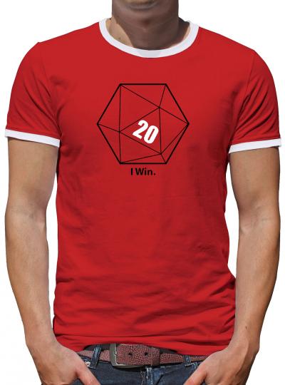 D20 I Win Sheldon Kontrast T-Shirt Herren Rot | L