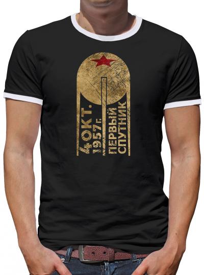 Sputnik CCCP Satellite Kontrast T-Shirt Herren 