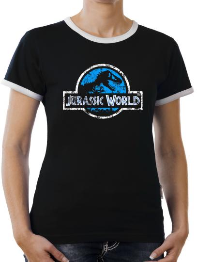 TLM Jurassic World Distressed Logo Kontrast T-Shirt Damen Schwarz | M