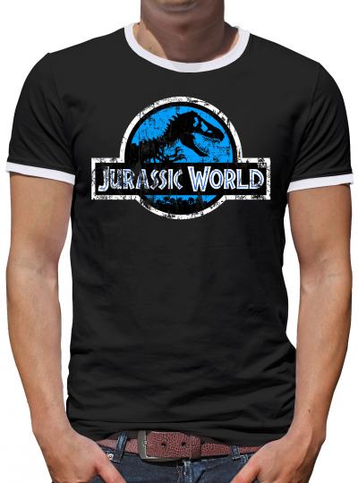 Jurassic World Distressed Logo Kontrast T-Shirt Herren 