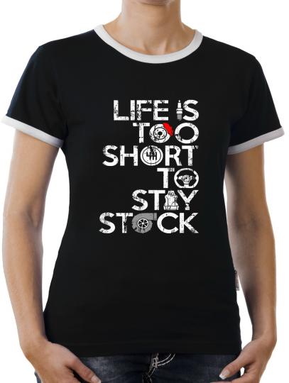 TLM Life too short to stay Stock Kontrast T-Shirt Damen 