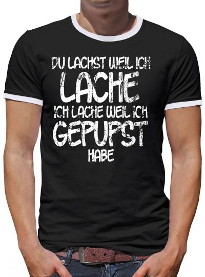 Lache weil ich gepupst habe Kontrast T-Shirt Herren 