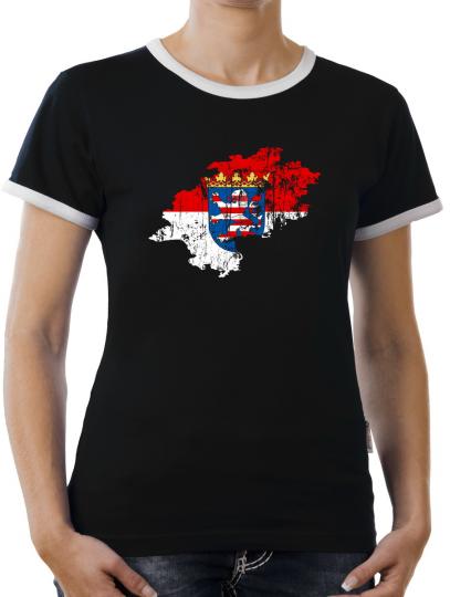 TLM Hessen Bundesland Kontrast T-Shirt Damen 