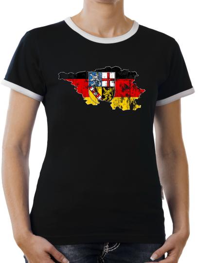 TLM Saarland Bundesland Kontrast T-Shirt Damen 