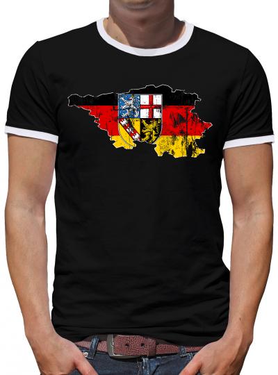 Saarland Bundesland Kontrast T-Shirt Herren Schwarz | XL