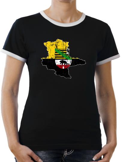 TLM Sachsen Anhalt Bundesland Kontrast T-Shirt Damen 