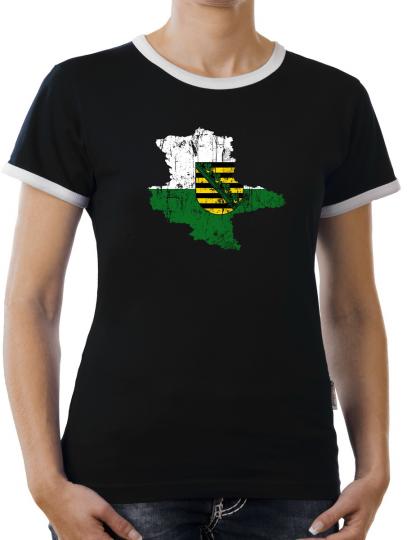 TLM Sachsen Freistaat Bundesland Kontrast T-Shirt Damen 