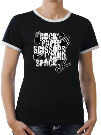 TLM Rock Paper Scissors Lizards Spock Tab Kontrast T-Shirt Damen 