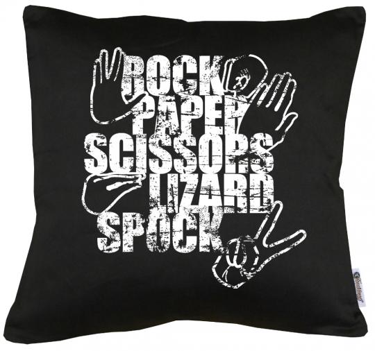 Rock Paper Scissors Lizards Spock Tab Kissen mit Füllung 40x40cm 