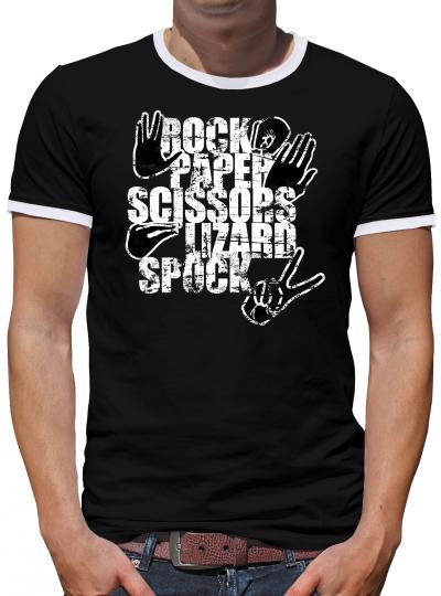 Rock Paper Scissors Lizards Spock Tab Kontrast T-Shirt Herren 