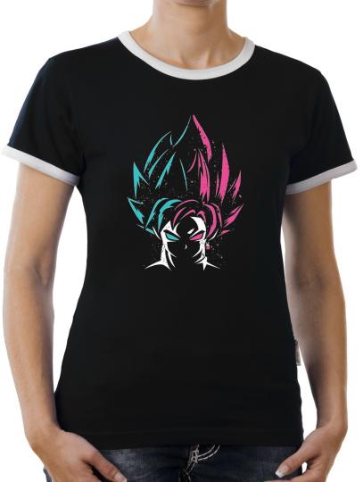 TLM Goku Blue Rose Kontrast T-Shirt Damen 