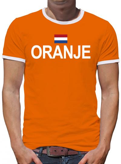 Oranje Niederlande Holland Vintage Flagge Fahne Kontrast T-Shirt Herren 