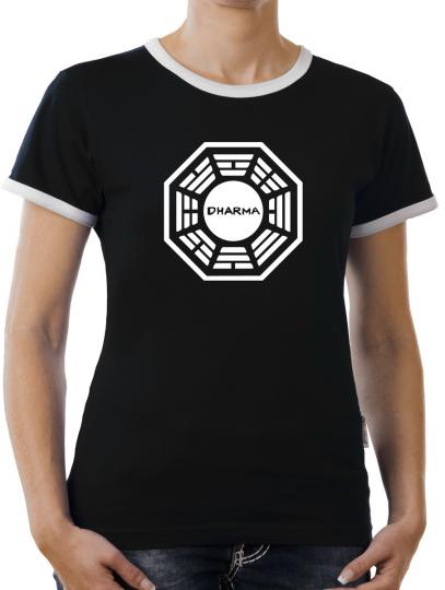 TLM Dharma Lost Main Logo Kontrast T-Shirt Damen 