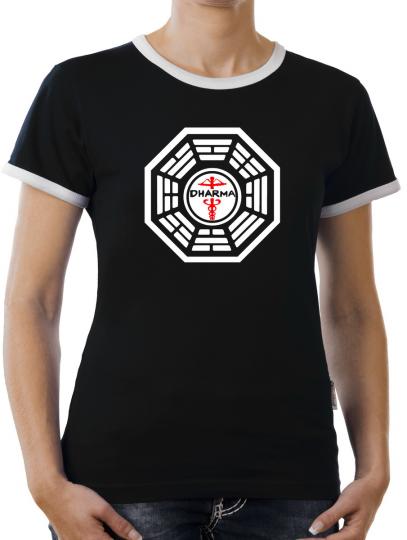 TLM Dharma Lost The Staff Logo Kontrast T-Shirt Damen 