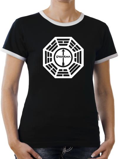 TLM Dharma Lost The Arrow Logo Kontrast T-Shirt Damen 