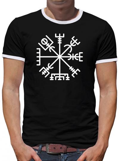 Runen Kompass Wikingerkompass Kontrast T-Shirt Herren 