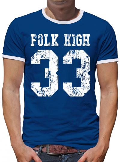 Polk High 33 Bundy Kontrast T-Shirt Herren L Royalblau Blau | L