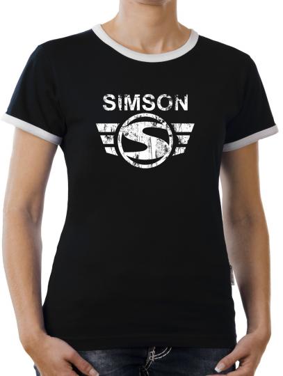 TLM Simson Logo Kontrast T-Shirt Damen Schwarz | M