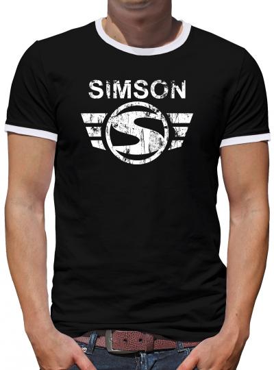 Simson Logo Kontrast T-Shirt Herren XL Schwarz Schwarz | XL