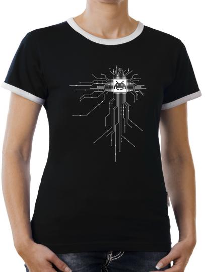 TLM Nerd CPU Cyborg Computer Chip Kontrast T-Shirt Damen 