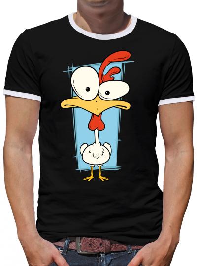 Cartoon Chicken Kontrast T-Shirt Herren 