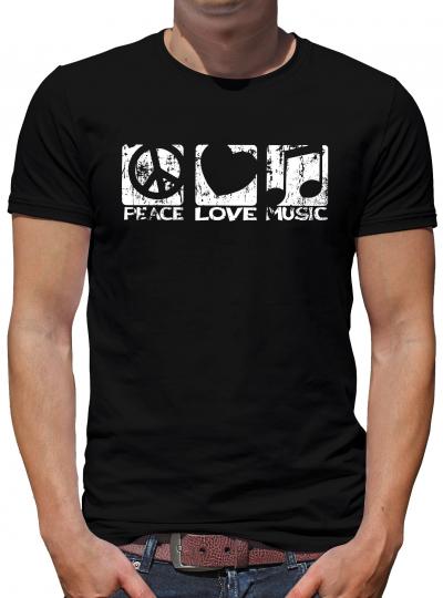 Peace Love Music T-Shirt Hippie Flower Power 