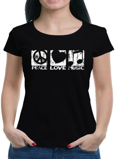 Peace Love Music T-Shirt Hippie Flower Power 