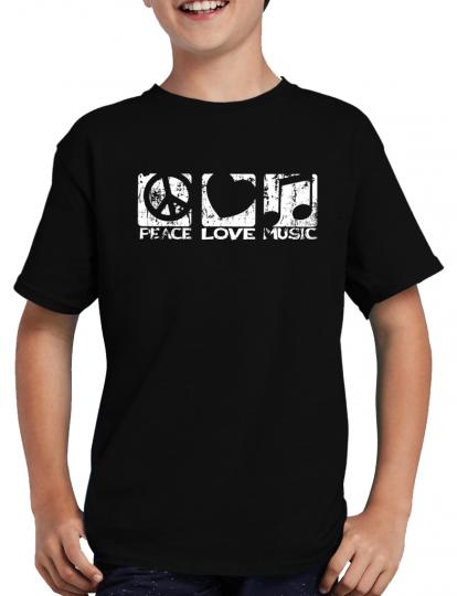 Peace Love Music T-Shirt Hippie Flower Power 