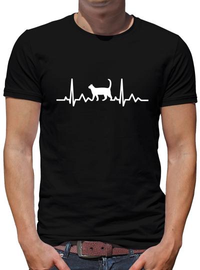 Herzschlag Katze T-Shirt Herzfrequenz EKG Heart L