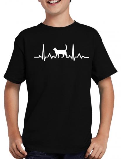 Herzschlag Katze T-Shirt Herzfrequenz EKG Heart 