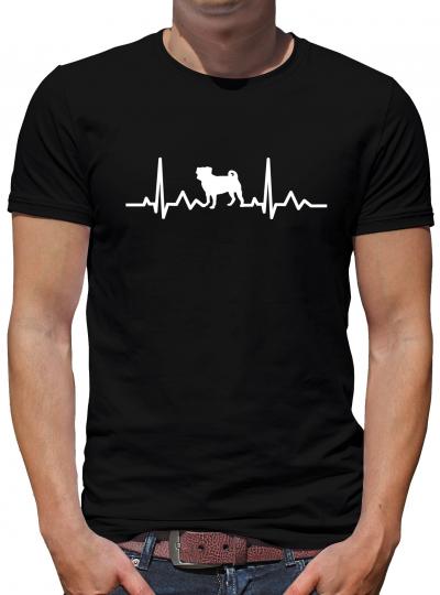 Herzschlag Mops T-Shirt Herzfrequenz Heart EKG 