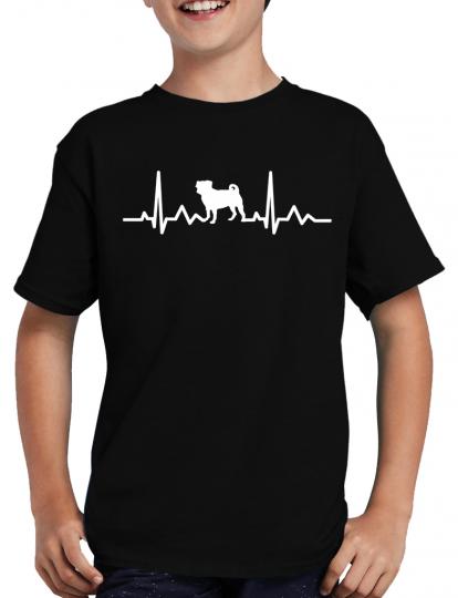 Herzschlag Mops T-Shirt Herzfrequenz Heart EKG 