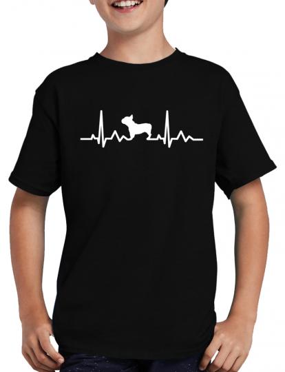 Herzschlag Franzsische Bulldogge T-Shirt Herzfrequenz  EKG 