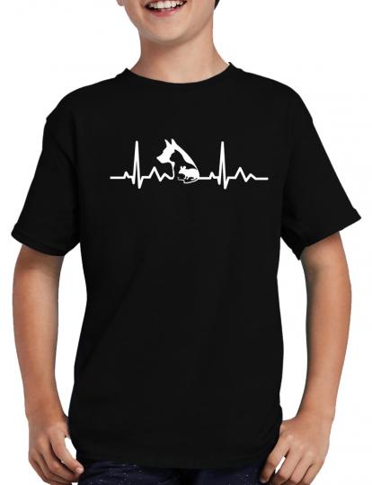 Herzschlag Hund Katze Maus T-Shirt Herzfrequenz EKG Heart 