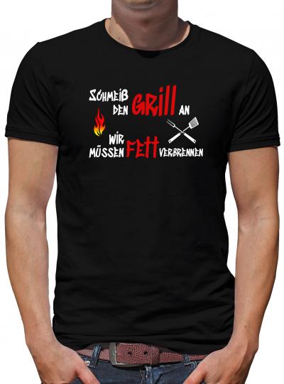 Schmeiß den Grill an... T-Shirt Herren Grillen BBQ Party Bier 