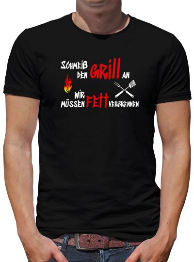 Schmeiß den Grill an... T-Shirt Herren Grillen BBQ Party Bier M