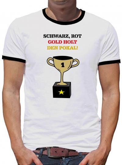 TShirt-People Schwarz, rot, gold Pokal Kontrast T-Shirt Herren 