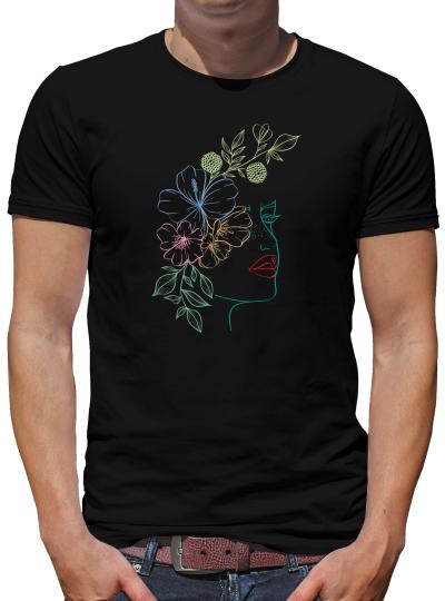 TShirt-People Lineart Flower Woman T-Shirt Herren 