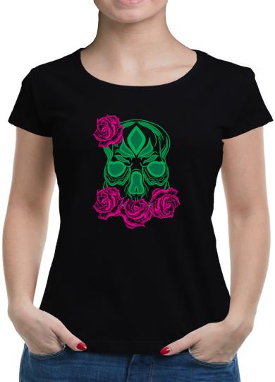 TShirt-People Lineart Skull Rose T-Shirt Damen 