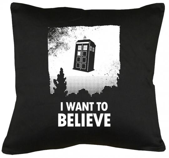 I want to believe Tardis Kissen mit Füllung 40x40cm 