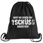 Tschüss anbieten Sportbeutel  bedruckter Turnbeutel mit Kordeln 