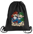 Mario vs Jason Sportbeutel  bedruckter Turnbeutel mit Kordeln 