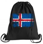 Island Vintage Flagge Fahne Sportbeutel  bedruckter Turnbeutel mit Kordeln 