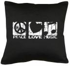 Peace Love Music Kissen mit Füllung 40x40cm 
