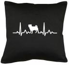 Herzschlag Mops Kissen mit Füllung 40x40cm 