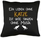 Leben ohne Katze Kissen mit Füllung 40x40cm 